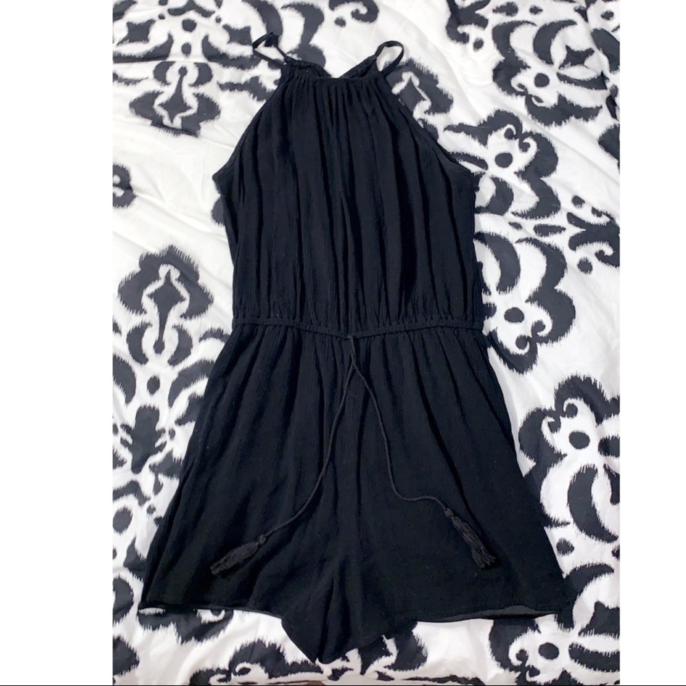 Black High Neck Romper with Black tassels size xs
